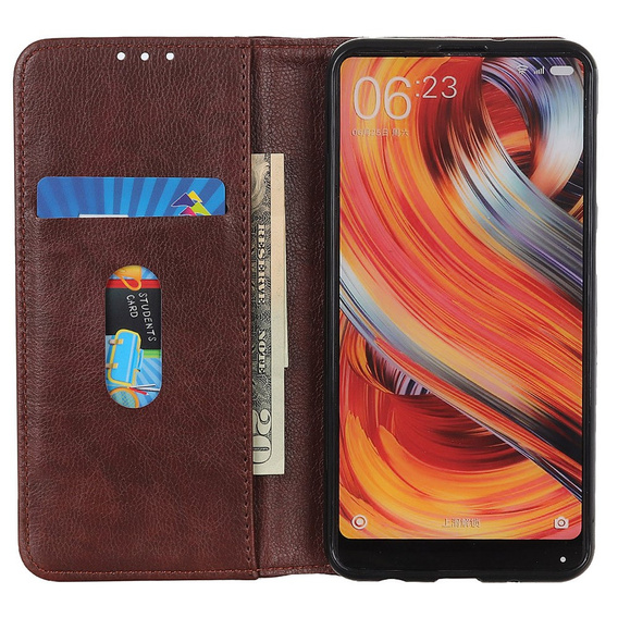 Etui do Motorola Moto G24 / G24 Power / G04, Wallet Litchi Leather, brązowe