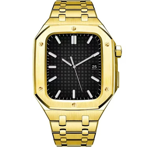 Bransoleta Stalowa z Etui do Apple Watch 7/8/9 45mm, Złota