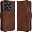 Etui z klapką do Xiaomi 14T Pro, Card Slot, brązowe