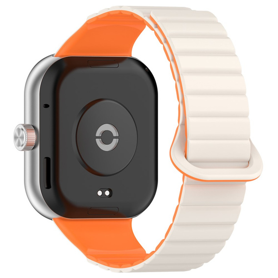 Pasek Silikonowy do Xiaomi Redmi Watch 4 / Xiaomi Smart Band 8 Pro / Xiaomi Smart Band 9 Pro, Beżowy/Pomarańczowy