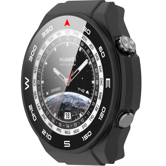 2w1 Etui + Szkło Hartowane do Huawei Watch Ultimate, Czarne
