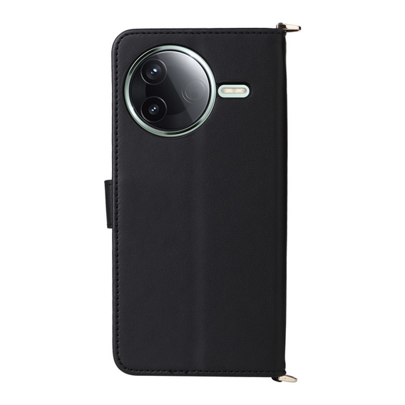 Etui z klapką do Xiaomi Poco F7 Ultra, Crossbody Leather Wallet, czarne