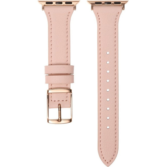 Pasek Skórzany do Apple Watch 1/2/3/4/5/6/7/8/9/10/11/SE Ultra 1/2/3 42/44/45/46/49mm, Różowy