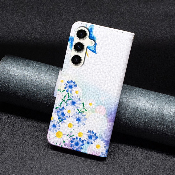 Etui z klapką do Samsung Galaxy S23 FE, Wallet, Butterfly & Flowers białe