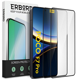 2x Szkło Hartowane do Xiaomi Poco F7 Pro, ERBORD 3D pełne, szybka na cały ekran