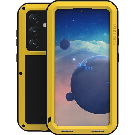 Etui Love Mei do Samsung Galaxy S24, pancerne ze szkłem, żółte