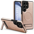 Etui skórzane z podstawką do Samsung Galaxy S25 Ultra – kompatybilne z MagSafe, rose gold