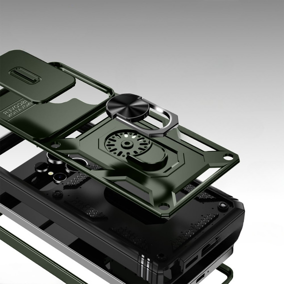 Etui do Samsung Galaxy S25 Ultra, KickStand Camera Lens, ciemnozielone