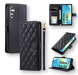 Etui z klapką do Samsung Galaxy A16, Rhombus Crossbody Leather, czarne