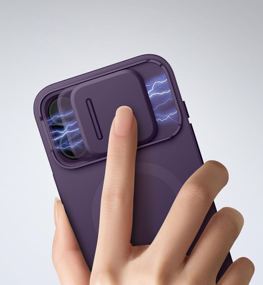 Etui SURITCH do iPhone 16 Pro Max z osłoną kamery i podstawką - fioletowe