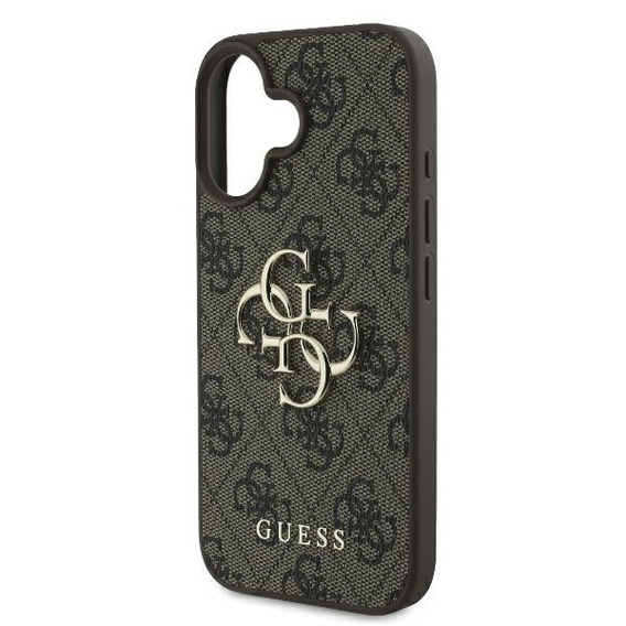 Etui GUESS do iPhone 16, 4G Big Metal Logo, brązowe