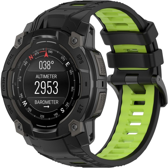 Pasek silikonowy do Garmin Instinct 3 Solar / Instinct 3 AMOLED 45mm – sportowy, czarno-zielony