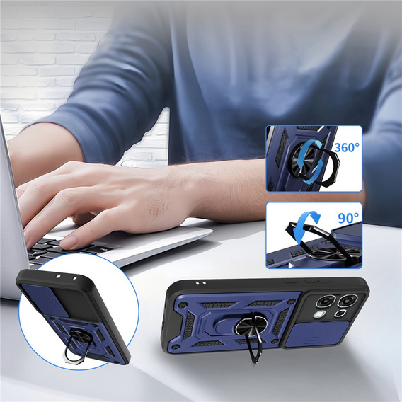 Etui pancerne do Oppo A6 Pro 5G, CamShield Slide, niebieskie