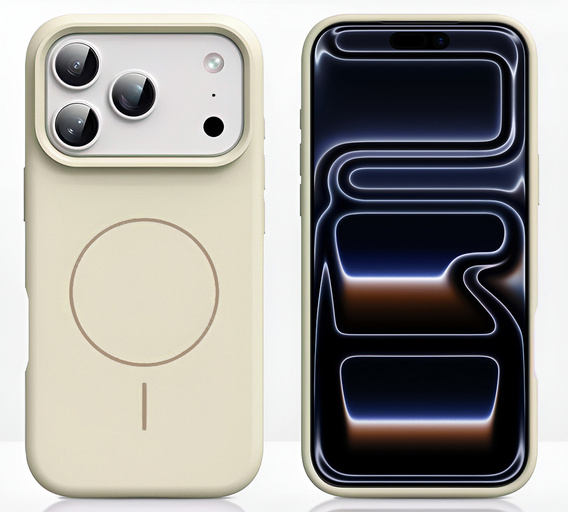 Etui silikonowe do iPhone 17 Pro - kompatybilne z MagSafe, antywstrząsowe,beżowe