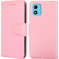 Etui z klapką do TCL 305i, PU Leather Wallet Case, różowe