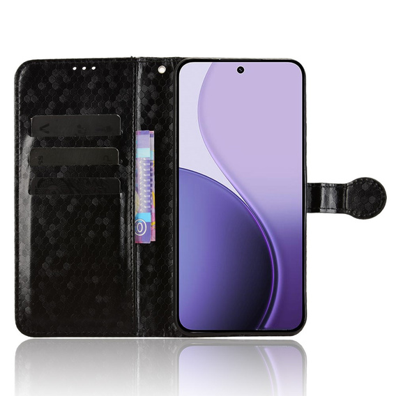 Etui z klapką do Oppo Reno 14, Wallet Rhombus, czarne
