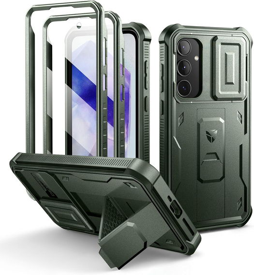 Etui pancerne do Samsung Galaxy A55, Dexnor Full Body (Two Frames), zielone
