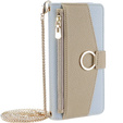 Etui z klapką do iPhone 7 / 8 / SE (2020) / SE (2022), Wallet Zipper Pocket, z lusterkiem, niebieskie