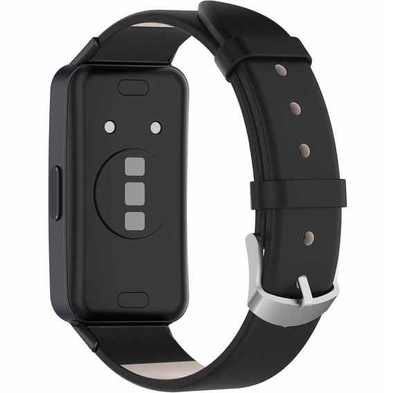 Pasek Skórzany do Huawei Band 8 / Huawei Band 9 / Huawei Band 10, Czarny