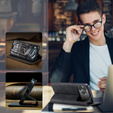 Etui do iPhone 17 Pro Max, ERBORD Vintage portfel z klapką, czarne