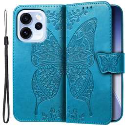 Etui z klapką do Oppo Reno 15 FS, Butterfly, niebieskie