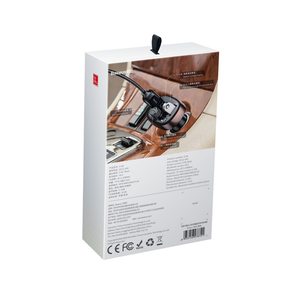 Baseus transmiter samochodowy FM T‑Shaped S‑09 Bluetooth MP3 - Czarny