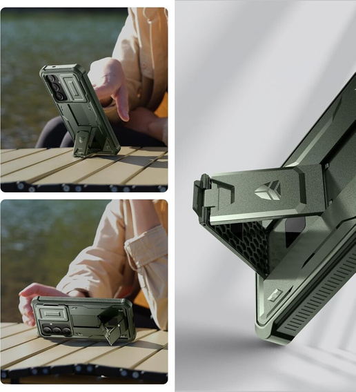 Etui pancerne do Samsung Galaxy S24 Plus, Dexnor Full Body (Two Frames), zielone