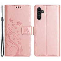 Etui z klapką do Samsung Galaxy A55 5G, Butterfly, różowe rose gold