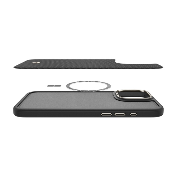 Etui Spigen do iPhone 16 Pro Max, Enzo Aramid MagSafe, carbon czarne + Szkło Hartowane 9H
