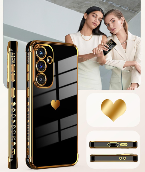 Etui do Samsung Galaxy A36 5G, Electro heart, czarne + Szkło 9H