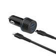 Devia ładowarka samochodowa Extreme PD + QC 52,5W 1x USB-C 1x USB czarna + kabel USB-C – Lightning