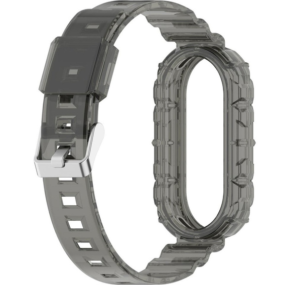 Pasek Silikonowy do Xiaomi Smart Band 10 / 9 / 8, Przezroczysty czarny