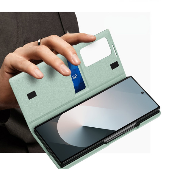 Etui z klapką do Samsung Z Fold5 5G, Smart View Wallet, zielone