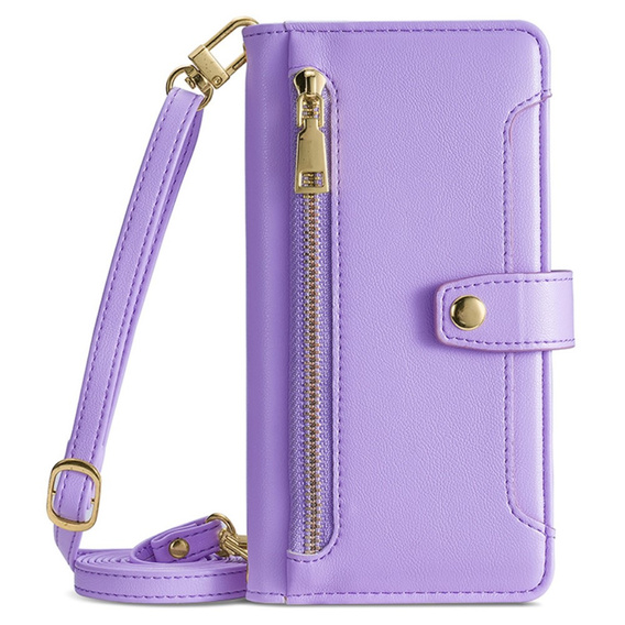 Etui z klapką do Samsung Galaxy A16 / A16 5G, Wallet Zipper Pocket, fioletowe