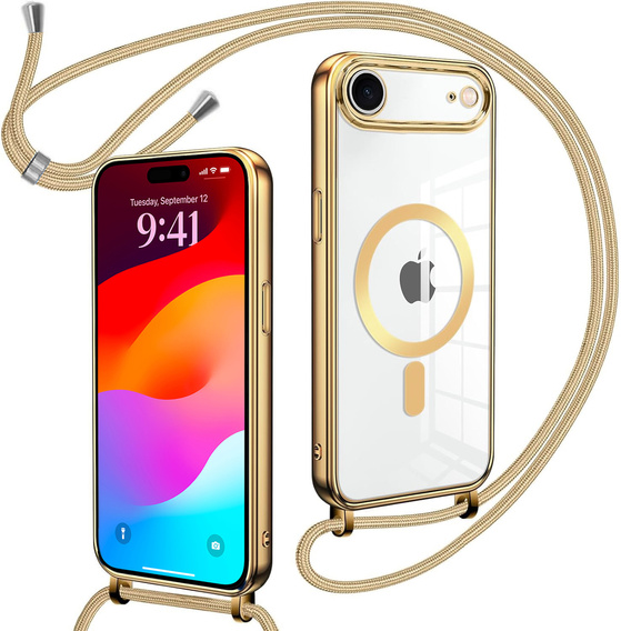 Etui do iPhone Air, Electro MagSafe, złote + Smycz