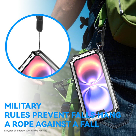 Etui pancerne do iPhone 17, R-JUST, z podstawką, srebrne