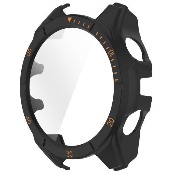 2w1 Etui + Szkło Hartowane do Garmin Fenix 8 47mm, Czarne / Pomarańczowe