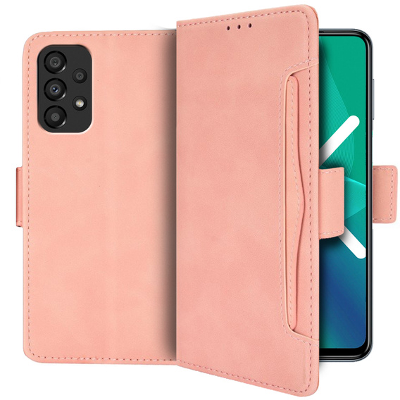 Etui z klapką do Samsung Galaxy A33 5G, Card Slot, różowe