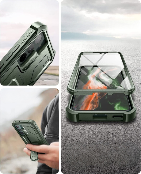 Etui pancerne do Samsung Galaxy S22, Dexnor Full Body, zielone