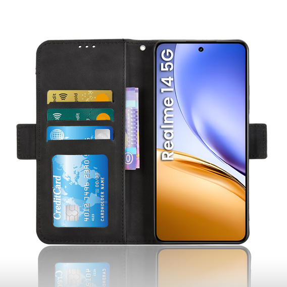 Etui z klapką do Realme 14 5G / Realme 14T 5G, Card Slot, czarne