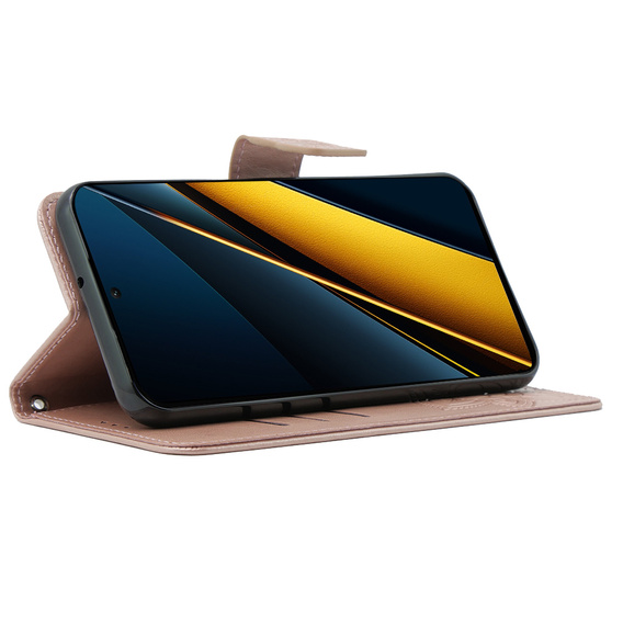 Etui z klapką do Xiaomi Poco X6 Pro 5G, Butterfly, różowe rose gold