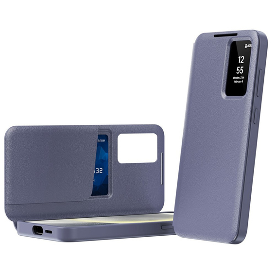 Etui do Samsung Galaxy S25 Edge – Smart View z kieszenią na kartę, fioletowe
