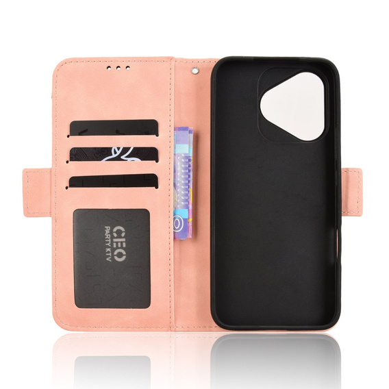 Etui z klapką do Honor 400 Lite, Card Slot, różowe