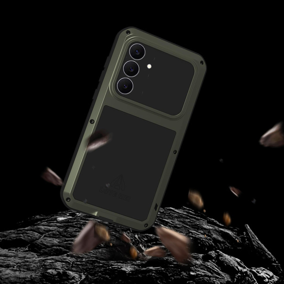 Etui Love Mei do Samsung Galaxy S25 FE, pancerne ze szkłem, zielone