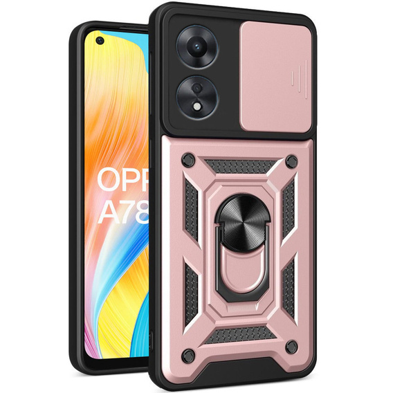 Etui pancerne do Oppo A78 4G, CamShield Slide, różowe rose gold