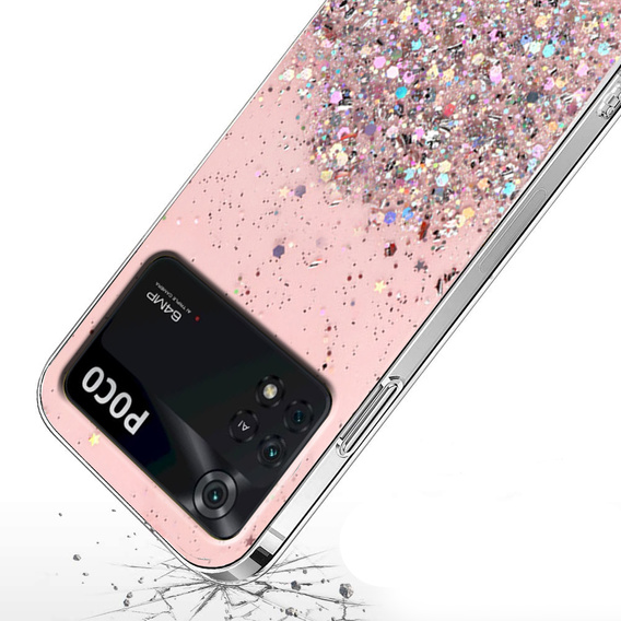 Etui do Xiaomi Poco M4 Pro 4G, Glittery, różowe