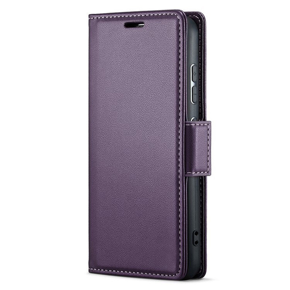 Etui do Xiaomi 15, ERBORD Glossy Litchi, portfel z klapką, fioletowe