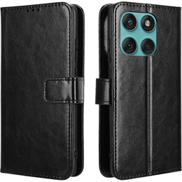 Etui z klapką do Motorola Edge 60 Fusion, Crazy Horse Wallet, czarne