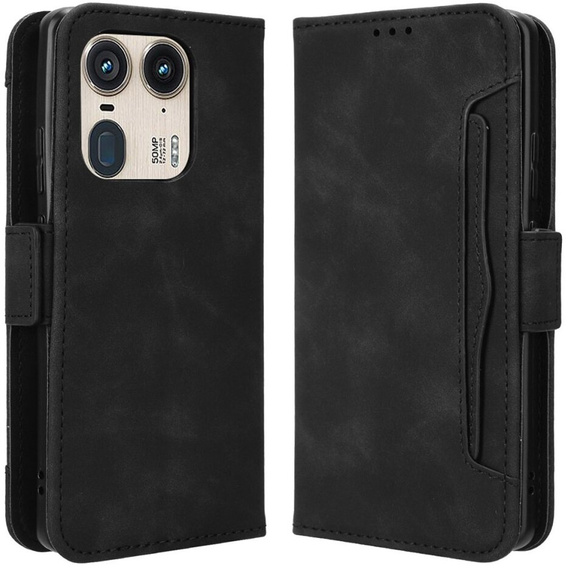 Etui z klapką do Motorola Edge 50 Ultra, Card Slot, czarne
