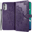 Etui z klapką do Motorola Moto E32 4G, Mandala, fioletowe